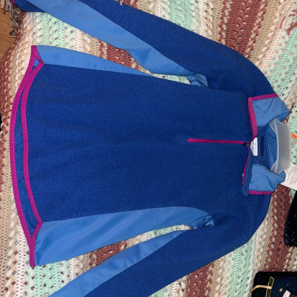 Columbia Blue and Pink Cowl Neck Sweater